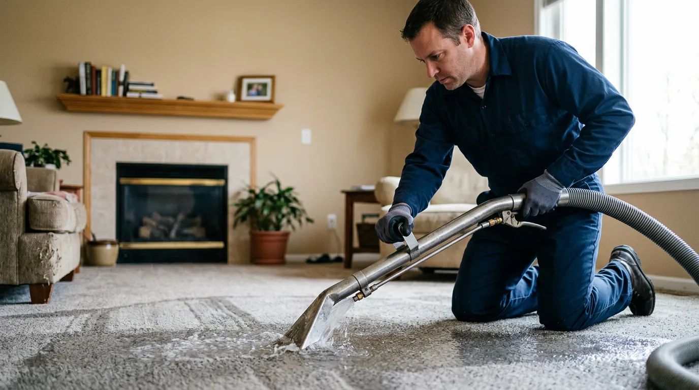 Water damage restoration technician working near Harper, WV